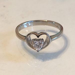 Sterling silver heart ring with cubic zirconia